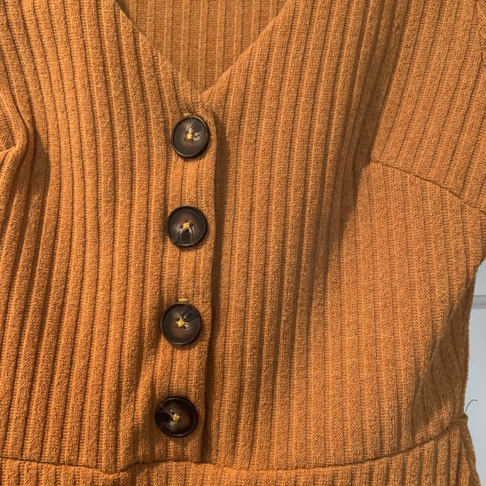 Lush Marigold Button Detail Ribbed Dress - Picture 2 of 6